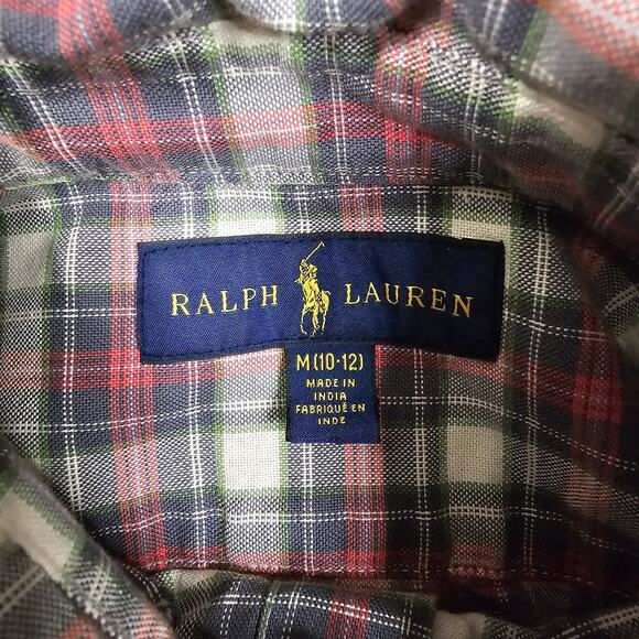 Polo Ralph Lauren Shirt Boys Medium Plaid Button Up Preppy Academia Classic - Picture 7 of 11